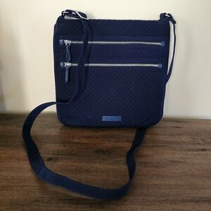 Vera Bradley Triple Zip Hipster Crossbody Bag Navy Microfiber